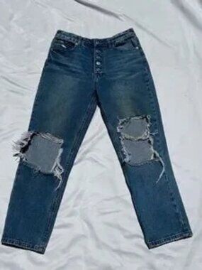 High waisted Ripped straight leg Jeans